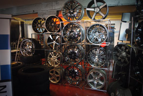Aftermarket wheels on display in Victoria, BC